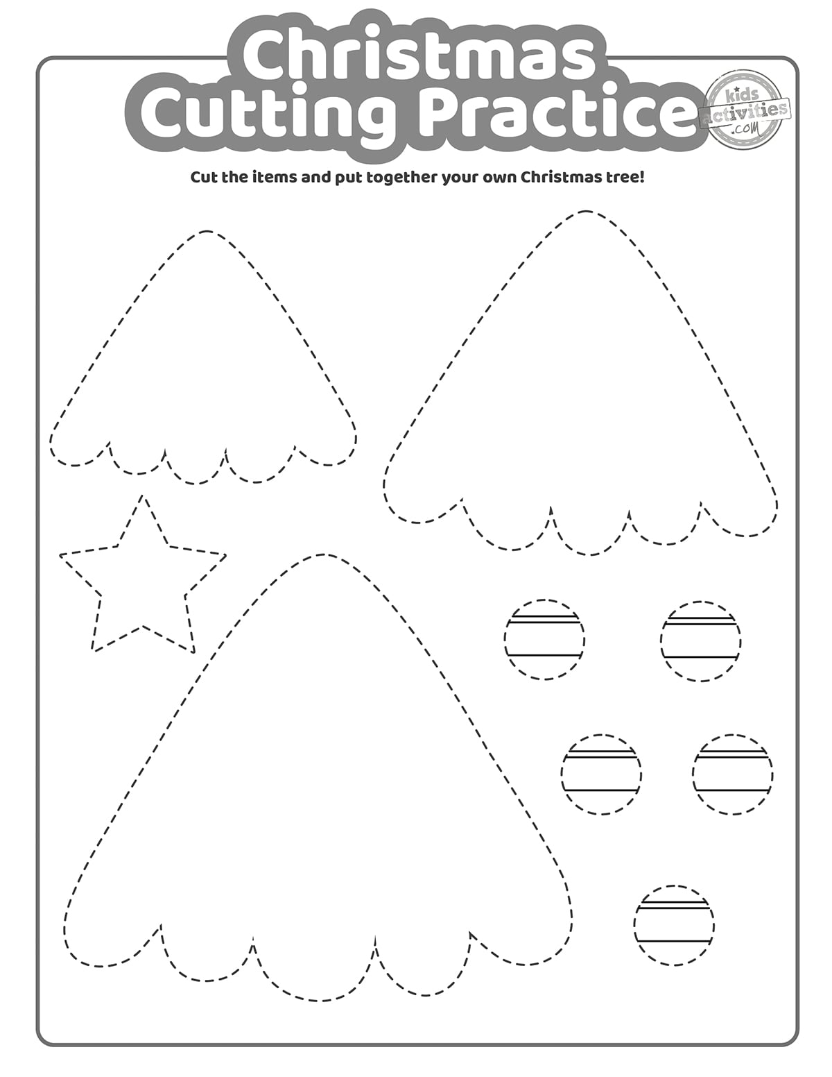 christmas cutting practice coloring pages for kids! kids
